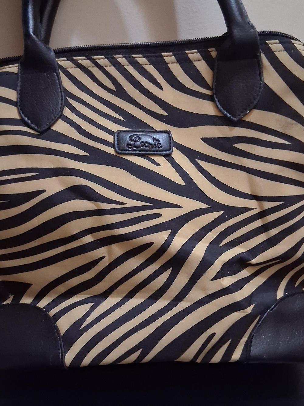 Helena Black and Cream Zebra-Print Tote Bag